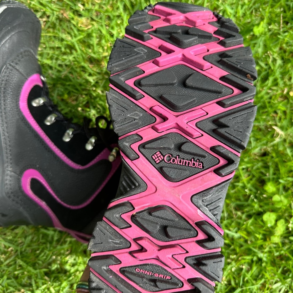 Women COLUMBIA Bugaboot Plus III Omni-Heat Black Pink Boots Size 9.5 - Picture 8 of 11